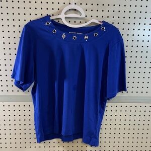 Allison Daley Royal Blue Grommet Neck Tee